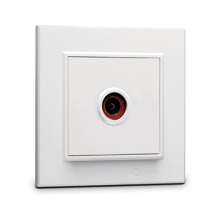 Изображение Розетка телевизионная оконцевая TV 1-м СП Karea IP20 4дБ бел. Makel 56001027