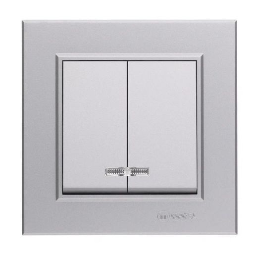 Изображение Выключатель 2-кл. СП Karea 10А IP20 сереб. Makel 56065003