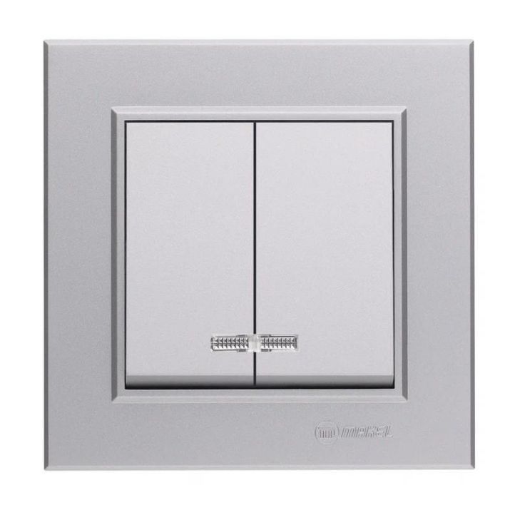 Изображение Выключатель 2-кл. СП Karea 10А IP20 сереб. Makel 56065003