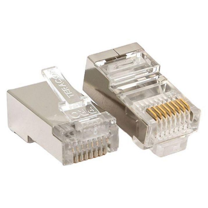 Изображение Коннектор RJ45 (8P8C) кат.5E экранир. 30мкд универс. (уп.20шт) TERACOM PRO EKF TRP-PLUG-5EFTP-20