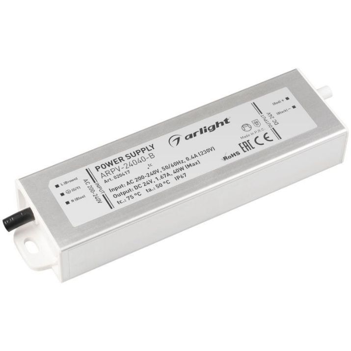 Изображение Блок питания ARPV-24040-B 24В 1.7А 40Вт IP67 метал. 3 года Arlight 020417