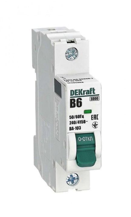Изображение Выключатель автоматический модульный 1п B 6А 6кА ВА-103 DEKraft 12205DEK