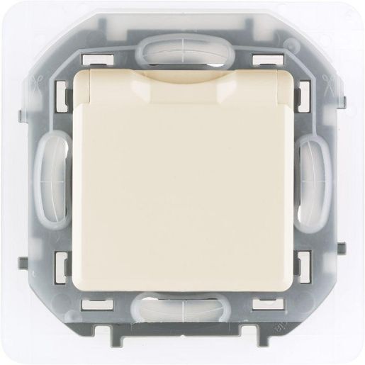 Изображение Розетка 1-м СП Inspiria 16А IP44 250В 2P+E защ. шторки с крышкой немецк. стандарт механизм сл. кость Leg 673741