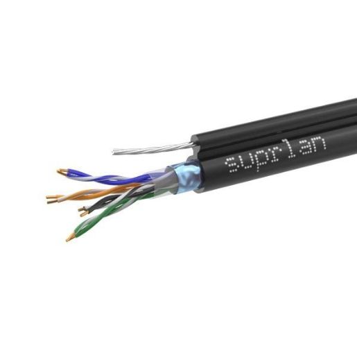 Изображение Кабель витая пара F/UTP кат.5E 4х2х24AWG solid Cu PE Out. T-FG8 Median трос 305м (м) SUPRLAN 01-1035-1