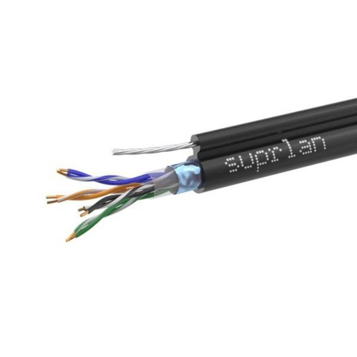 Изображение Кабель витая пара F/UTP кат.5E 4х2х24AWG solid Cu PE Out. T-FG8 Median трос 305м (м) SUPRLAN 01-1035-1