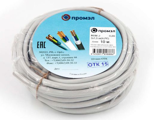 Изображение Кабель NUM-J 3х1.5 (бухта 10м) (шт) ПромЭл 13321370