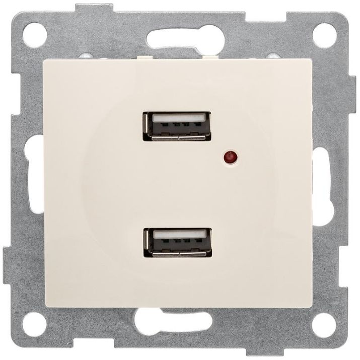 Изображение Розетка USB 2-м СП Bravo механизм беж. GUSI С10USB2-003