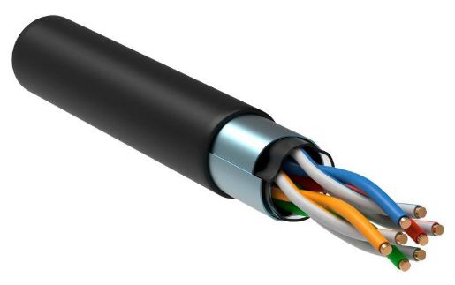 Изображение Кабель витая пара F/UTP кат.5E 4х2х24AWG solid CU LDPE Outdoor черн. (м) GENERICA BC3-C5E04-339-305-G