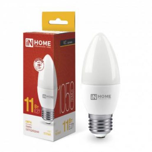Изображение Лампа светодиодная LED-СВЕЧА-VC 11Вт свеча 3000К тепл. бел. E27 1050лм 230В IN HOME 4690612020488