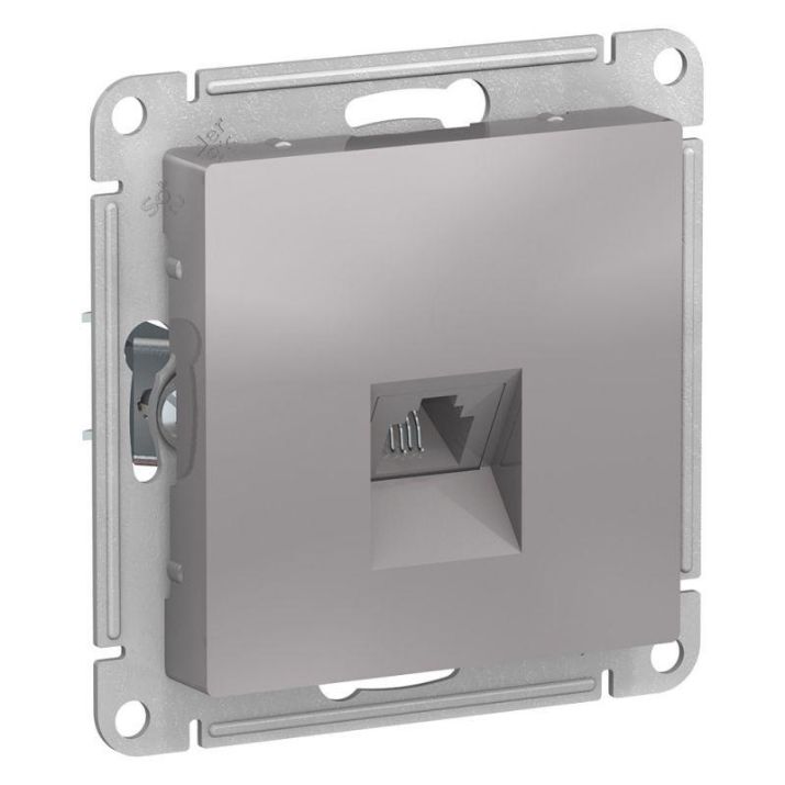 Изображение Розетка телефонная 1-м СП AtlasDesign RJ11 механизм алюм. SE ATN000381