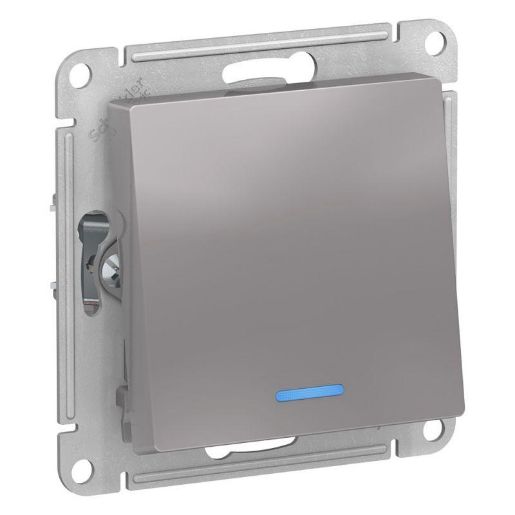 Изображение Переключатель проходной 1-кл. СП AtlasDesign 10А IP20 (сх. 6а) 10AX с подсветкой механизм алюм. SE ATN000363