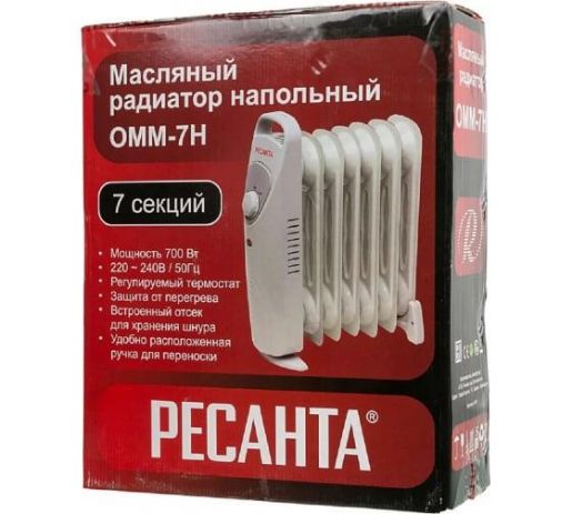 Изображение Радиатор масляный 7 секц. 700Вт ОММ- 7Н Ресанта 67/3/1