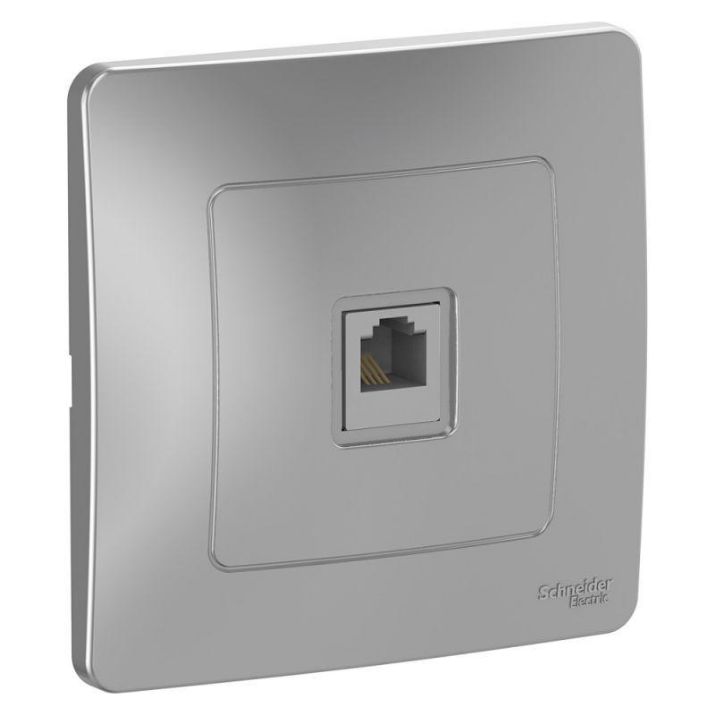 Изображение Розетка телефонная 1-м СП Blanca RJ11 алюм. SE BLNIS011003