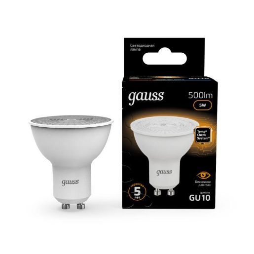Изображение Лампа светодиодная Black 5Вт MR16 софит 3000К тепл. бел. GU10 500лм GAUSS 101506105