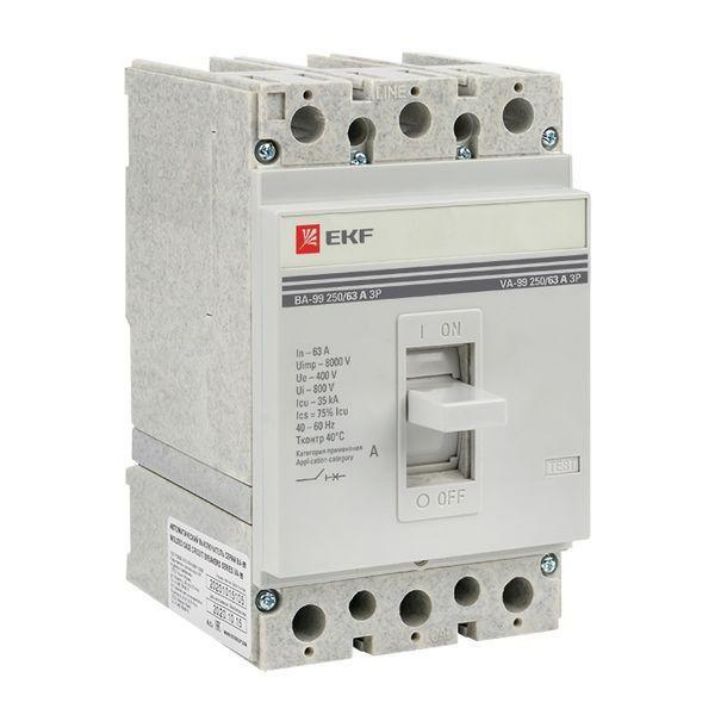 Изображение Выключатель автоматический 3п 250/63А 35кА ВА-99 PROxima EKF mccb99-250-63