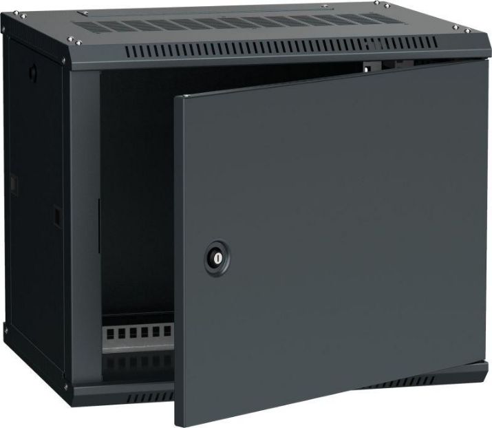 Изображение Шкаф 19 дюйм LINEA W 9U 600х450мм настен. метал. дверь RAL9005 ITK LWR5-09U64-MF