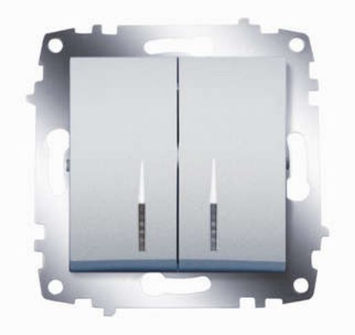 Изображение Выключатель 2-кл. СП Cosmo 10А IP20 с подсветкой механизм алюм. ABB 619-011000-203