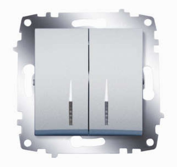 Изображение Выключатель 2-кл. СП Cosmo 10А IP20 с подсветкой механизм алюм. ABB 619-011000-203