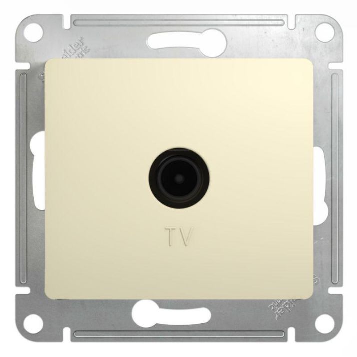 Изображение Розетка телевизионная оконечная TV 1-м СП Glossa 1дБ механизм беж. SE GSL000291