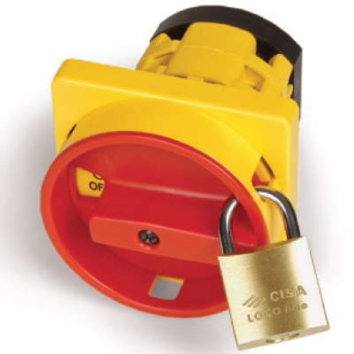 Изображение Ручка для переключателя кулачк. красн. желт. площадка 67х67 модель 64 DKC AZ6401-1