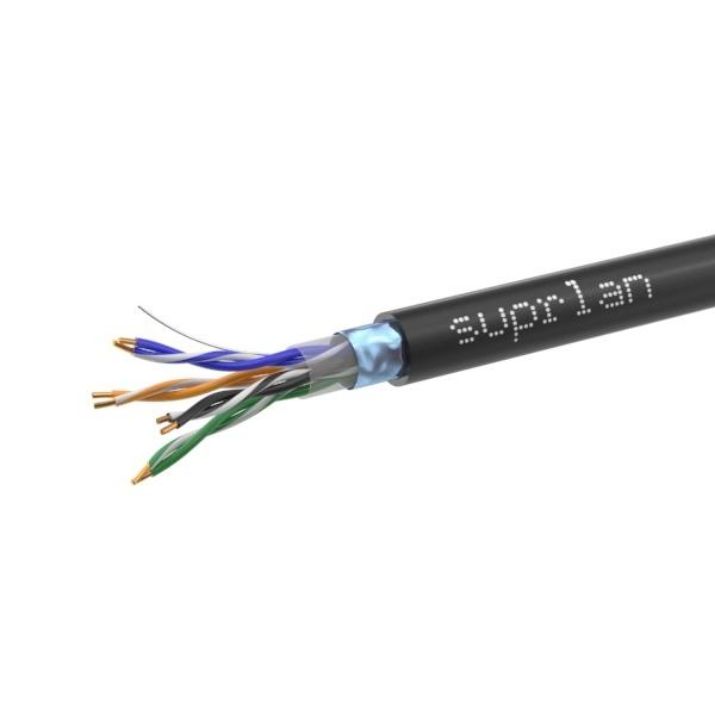 Изображение Кабель витая пара F/UTP кат.5E 4х2х24AWG solid Cu PE Outdoor Standard черн. (м) SUPRLAN 01-1028-1