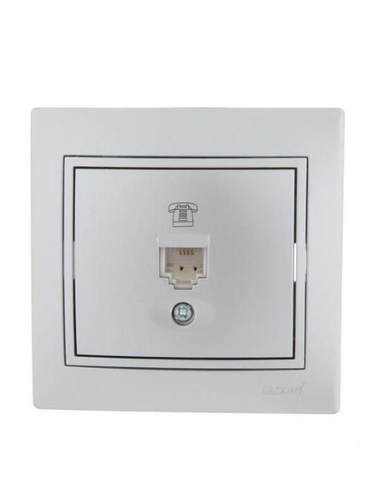 Изображение Розетка телефонная 1-м СП Mira RJ11 сер. метал. LEZARD 701-1010-137