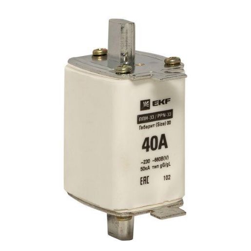 Изображение Вставка плавкая ППН-33 40А габарит 00 PROxima EKF fus-33/160/40