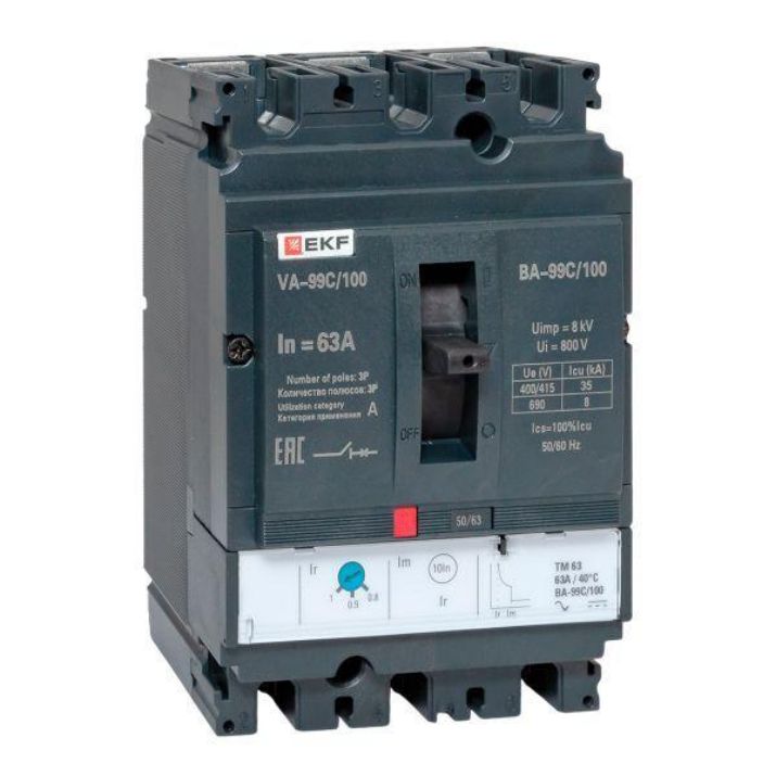 Изображение Выключатель автоматический 3п 100/63А 36кА ВА-99C Compact NS PROxima EKF mccb99C-100-63