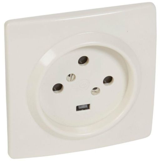 Изображение Розетка 1-м СП 20А IP20 3P+E 380Вт защ. шторки на винтах сл. кость Leg 055455