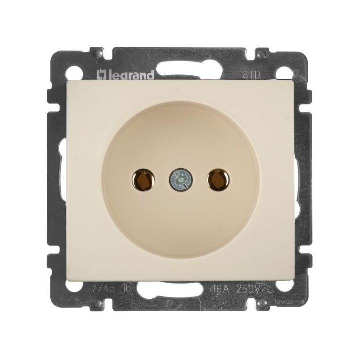Изображение Розетка 1-м СП Valena 16А IP21 без заземл. на винтах механизм сл. кость Leg 774316