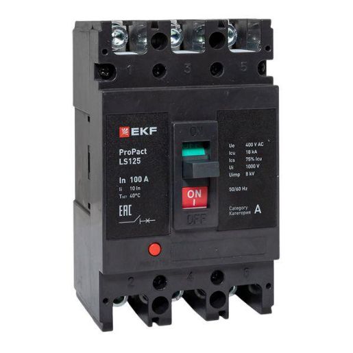 Изображение Выключатель автоматический LS125 18кА 3P 100А ProPact EKF mccb-125-18-3-100-ls
