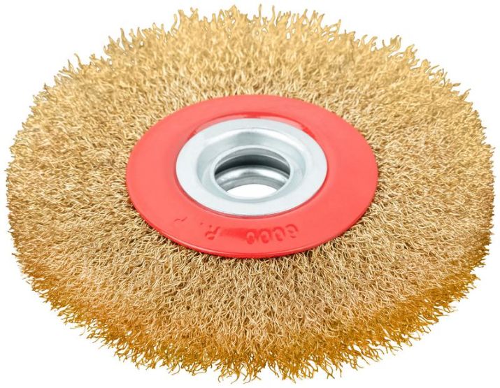 Изображение Корщетка-колесо стальная латунированная волнистая проволока 125мм FIT 39012