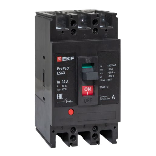 Изображение Выключатель автоматический 3п 32А 15кА LS63 ProPact EKF mccb-63-15-3-32-ls