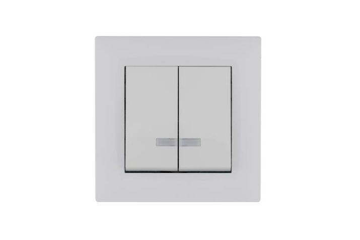 Изображение Выключатель 2-клав. с подсветкой Karea RIZZ бел. Makel 88001023
