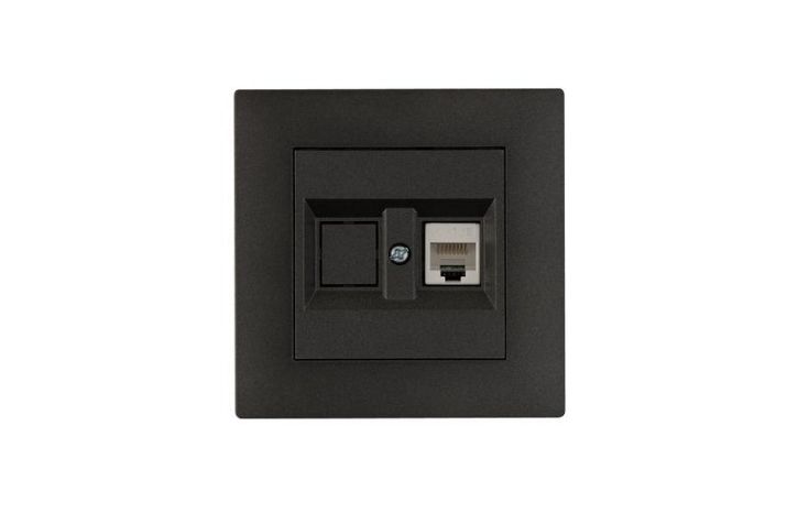 Изображение Розетка компьютерная CAT 5+гнездо Karea RIZZ STAR дым. металлик Makel 88050035