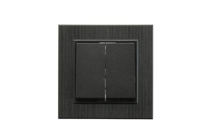 Изображение Выключатель 2-клав. Karea LINE STAR чер. Makel 86054003