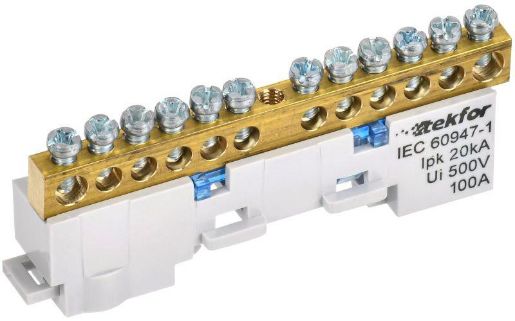 Изображение Шина нулевая N изол. на универс. держ. 6х9-12-С TEKFOR IEK TF-NN10-12-KL-K07