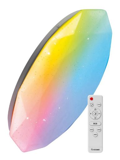 Изображение Светильник светодиодный PREMIUM DIAMOND-RGB 75Вт 230В 3000-6500К 6000лм IP40 502х83мм настенно-потолочный управляемый с пультом ДУ с RGB подсветкой КОСМОС KSDiamRGB75W