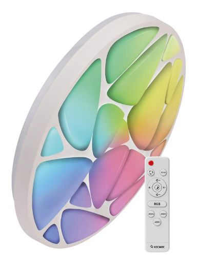 Изображение Светильник светодиодный PREMIUM SHELL RGB 75Вт 230В 3000-6500К 6000лм IP40 500х80мм настенно-потолочныйуправляемый с пультом ДУ с RGB подсветкой КОСМОС KSShelRGB75W