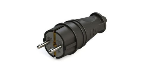 Изображение Вилка прямая MultiSet 16А 250В IP44 с заземл. каучук черн. SE MST4001BK
