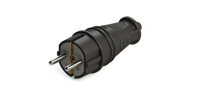 Изображение Вилка прямая MultiSet 16А 250В IP44 с заземл. каучук черн. SE MST4001BK