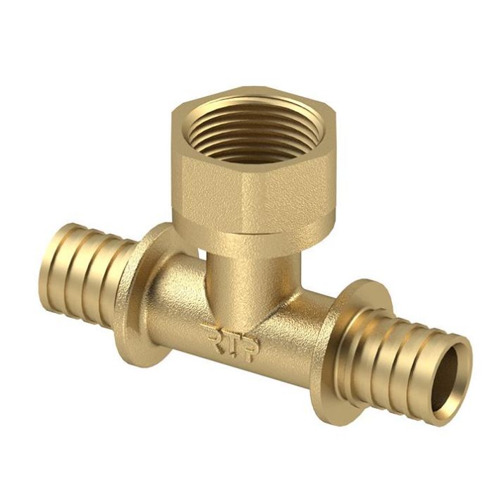 Изображение Тройник аксиальный латунь внутр. резьба 16х1/2дюйм жел. RTP 34805