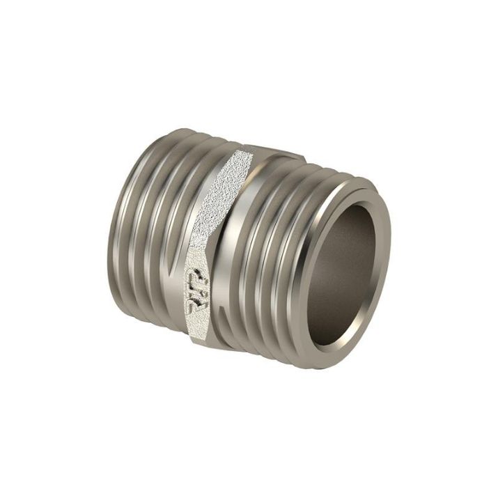 Изображение Ниппель латунь наружн. резьба 1/2дюйм никель (инд. упак.) RTP 34908