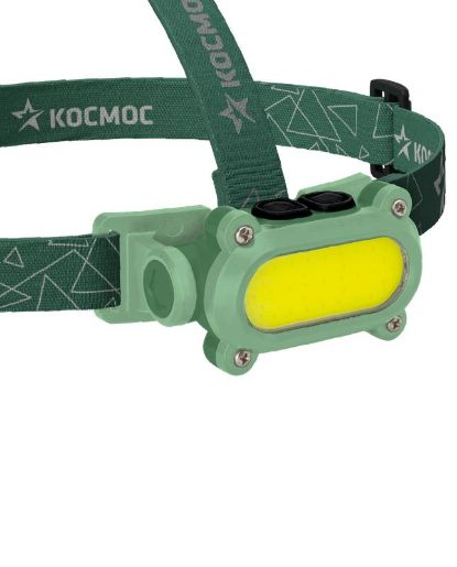 Изображение Фонарь аккумуляторный налобный 7Вт COB LED+красн. Li-ion 18650 1200мА.ч корпус ABS-пластик USB-шнур type C регулируемый эласт. ремешок КОСМОС KOC503Lit