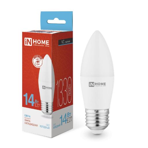 Изображение Лампа светодиодная LED-СВЕЧА-VC 14Вт E27 6500К 1330лм IN HOME 4690612047751