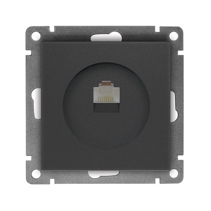Изображение Розетка компьютерная 1-м СП Афина RJ45 кат.5E механизм графит Universal A0051-Gr