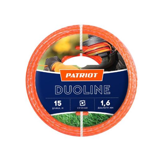 Изображение Леска Duoline D1.6мм L15м (скрученный квадрат; двухцветная; жила) на пластиковой обойме блистерн. тип красн. PATRIOT 805401141