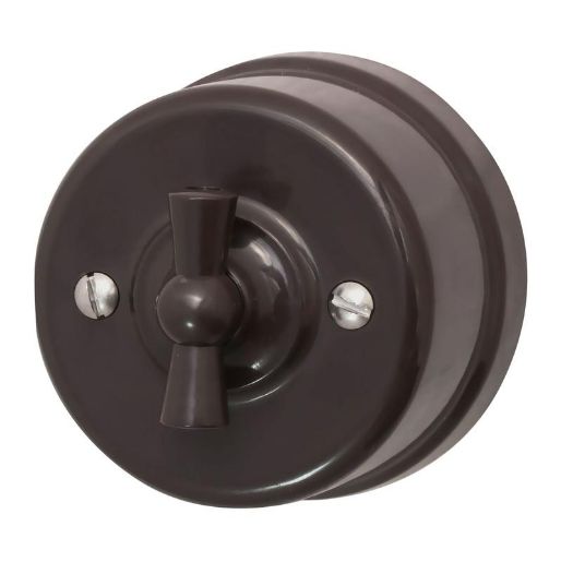 Изображение Выключатель 1-кл. ретро ABS-пластик коричн. Bironi B1-200-22