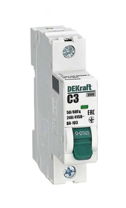Изображение Выключатель автоматический модульный 1п C 3А 6кА ВА-103 DEKraft 12266DEK