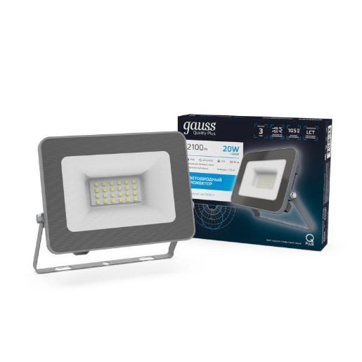Изображение Прожектор светодиодный Qplus 20Вт 6500К IP65 2100лм 200-240В ДО графит. GAUSS 690511320
